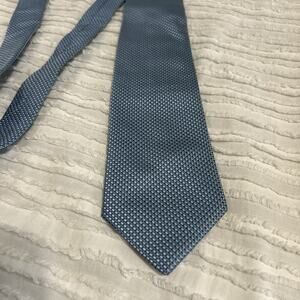 Vintage DORMEUIL Luxury Blue White Houndstooth Woven Tie France 100% Silk